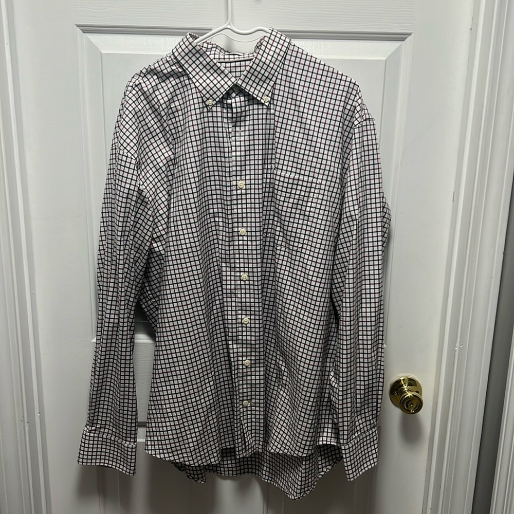 Men’s Peter Millar Button Down- white/black/winterberry